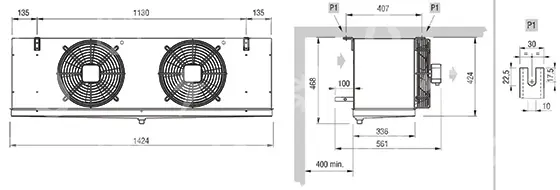 výparník ECO - Luvata GCE312F8ED, 4.96 kW (dT 8 st., R404) s odtáváním